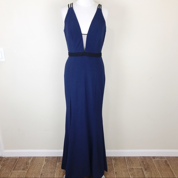 Dress the Population Lana Plunge Neckline Gown Med - Picture 2 of 8